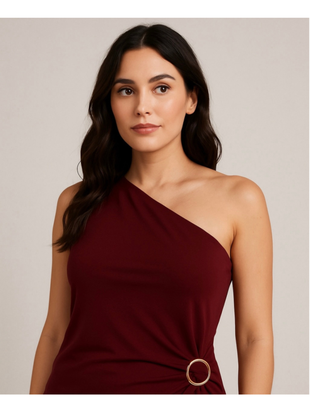 NEW Women's Electric Behaviour One-Shoulder Bodysuit Burgundy Size L